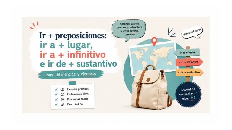 Diferencia entre ir a + lugar, ir a + infinitivo e ir de + sustantivo en español con ejemplos para estudiantes de nivel A1